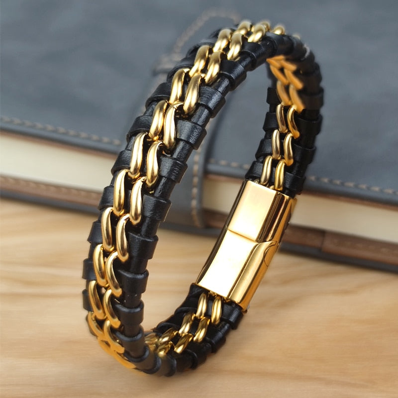 Magnetic Leather Chain Bracelet for Men