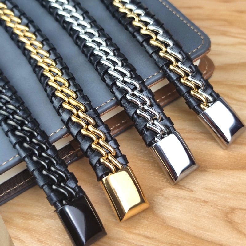 Magnetic Leather Chain Bracelet for Men
