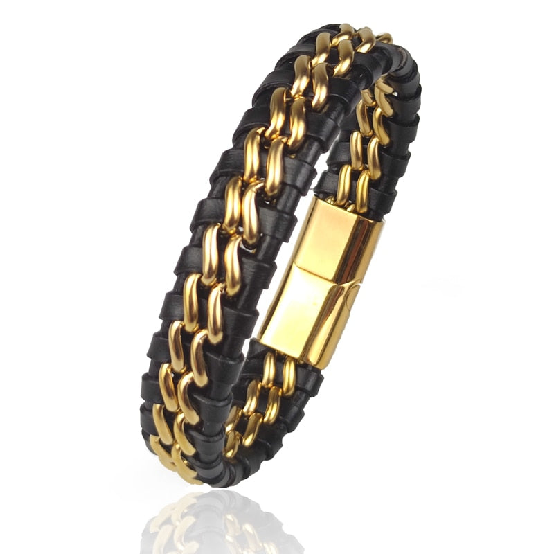 Magnetic Leather Chain Bracelet for Men