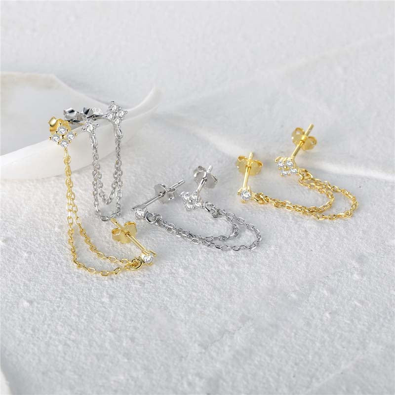 Double Stud Flower Earrings For Women