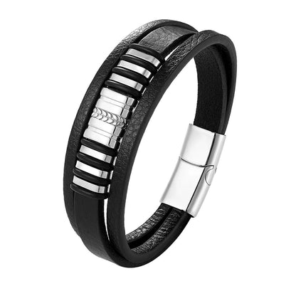 Black Leather Bracelet For Men