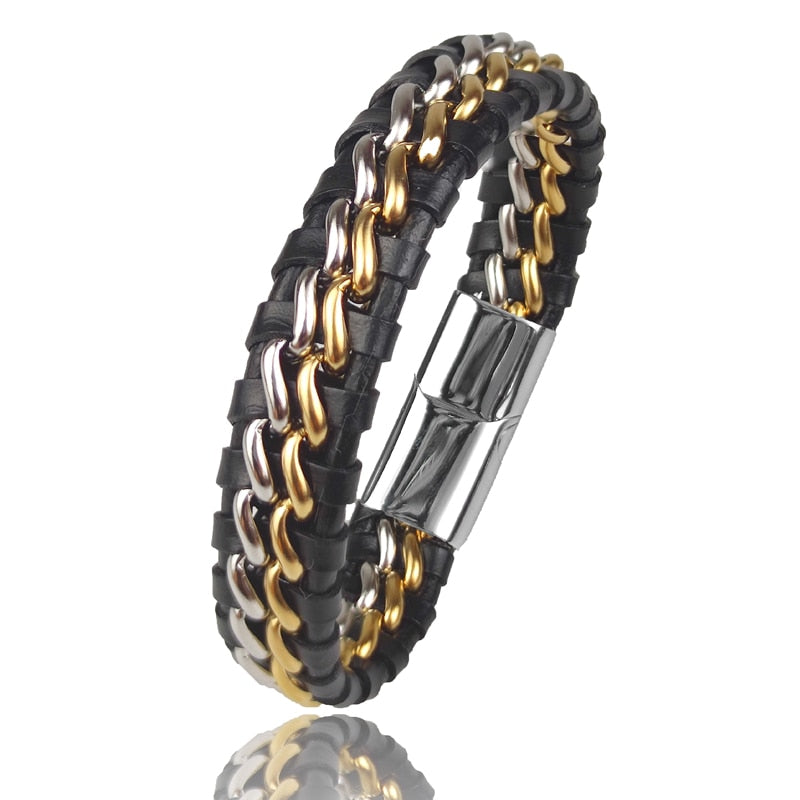 Magnetic Leather Chain Bracelet for Men