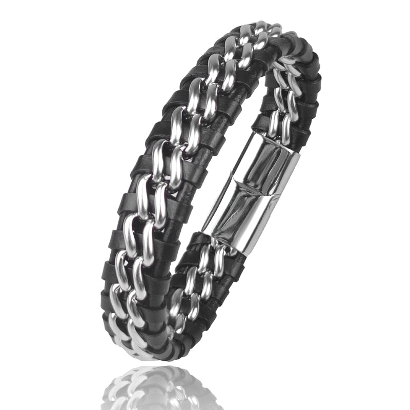 Magnetic Leather Chain Bracelet for Men