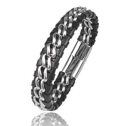 Magnetic Leather Chain Bracelet for Men