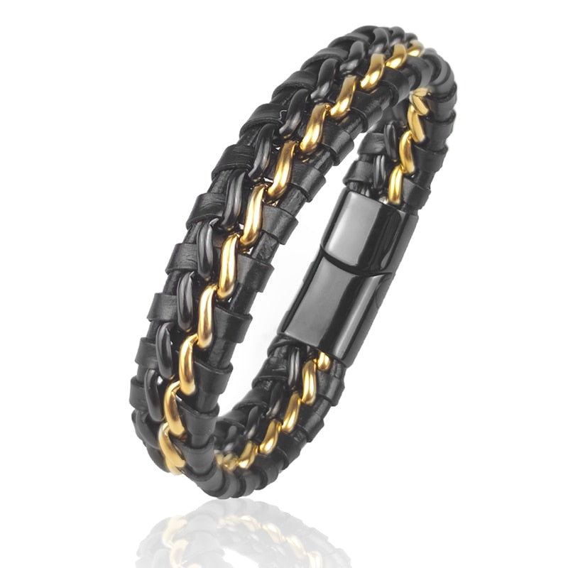 Magnetic Leather Chain Bracelet for Men