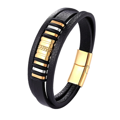 Black Leather Bracelet For Men