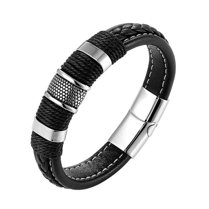 Black Leather Bracelet For Men
