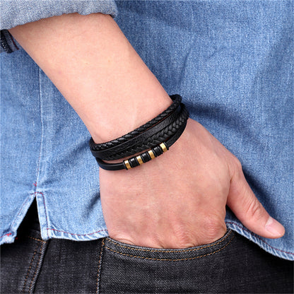 Black Leather Bracelet For Men