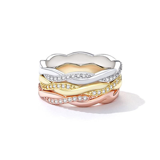 Silver Twisted Ring Gold Plated For Women