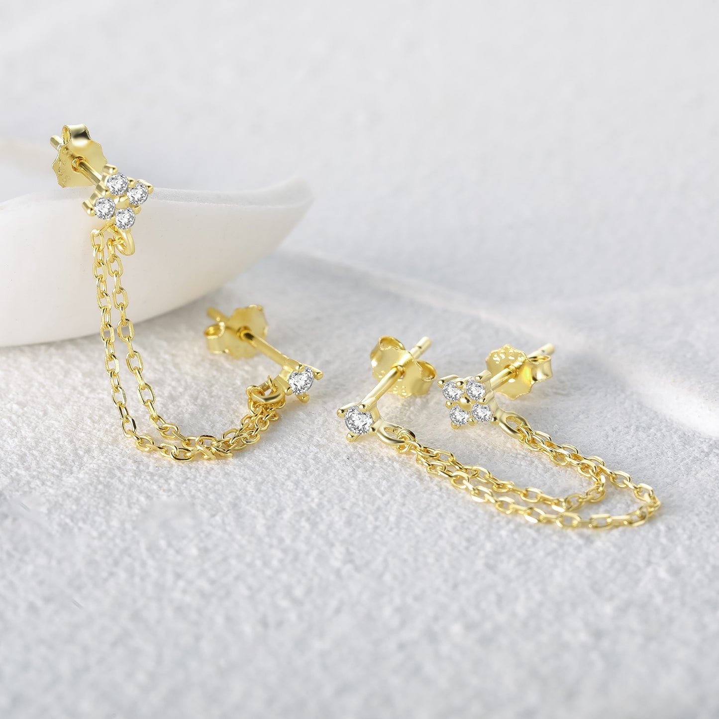 Double Stud Flower Earrings For Women