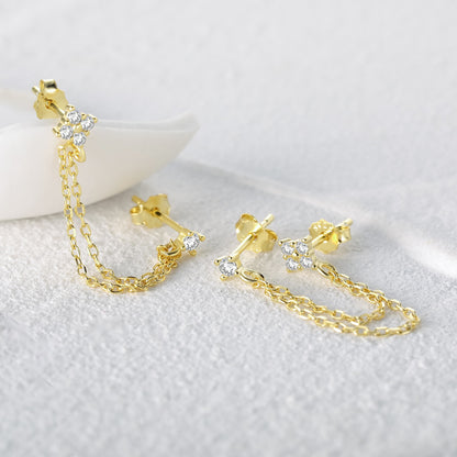 Double Stud Flower Earrings For Women
