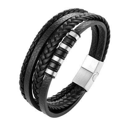Black Leather Bracelet For Men