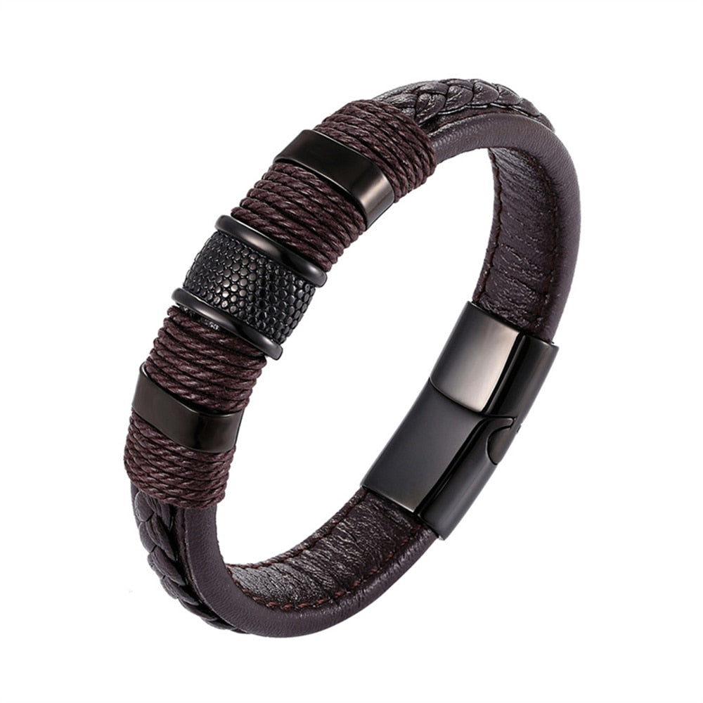 Black Leather Bracelet For Men