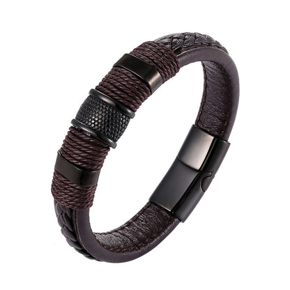 Black Leather Bracelet For Men