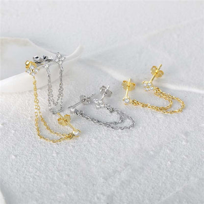 Double Stud Flower Earrings For Women