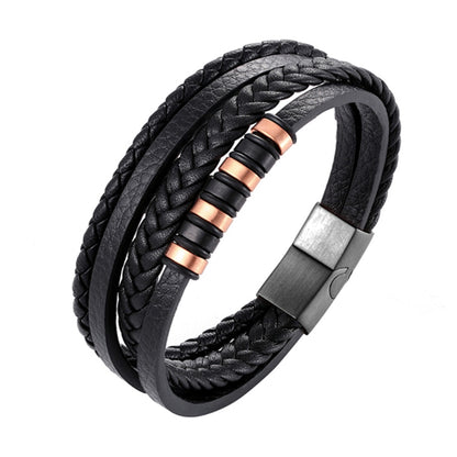 Black Leather Bracelet For Men