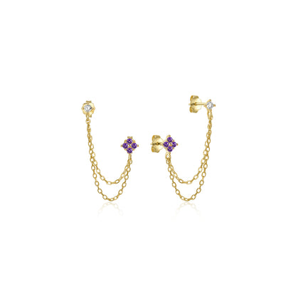 Double Stud Flower Earrings For Women